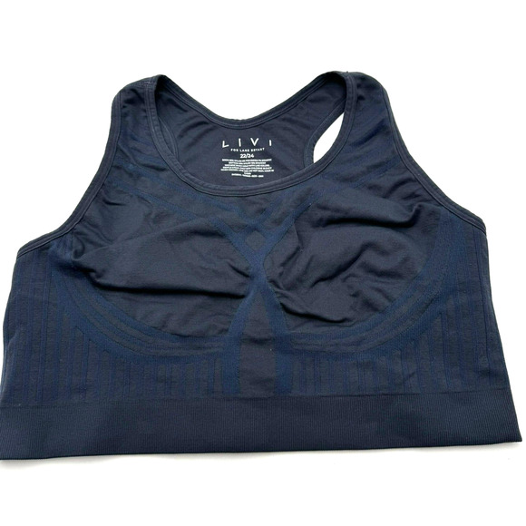 LANE BRYANT LIVI ACTIVE 22/24 Navy Wireless Medium-Impact Seamless Sports Bra - Picture 3 of 7